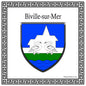 Plaque métal décorative carrée blanche blason Biville-sur-Mer, Seine Maritime (76)