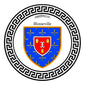 Plaque métal décorative ronde blanche Ø 30 cm blason Blosseville, Seine Maritime (76)