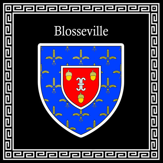 Plaque métal décorative carrée noire 30 cm X 30 cm blason Blosseville, Seine Maritime (76)