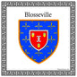 Plaque métal décorative carrée blanche 30 cm X 30 cm blason Blosseville, Seine Maritime (76)