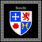 Plaque métal décorative carrée noire 30 cm X 30 cm blason Bosville, Seine Maritime (76)