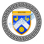Plaque métal décorative fond blanc ronde Ø 30 cm blason Bousse, canton Sarralbe Moselle 57