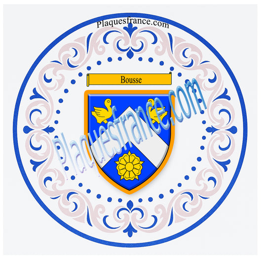 Plaque métal décorative aile lys ronde Ø 30 cm blason Bousse, canton Sarralbe Moselle 57