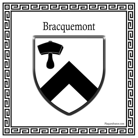 Plaque métal décorative carrée blanche blason Bracquemont, Seine Maritime (76)