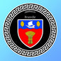Plaque métal décorative ronde noire blason Brunville, Seine Maritime (76)