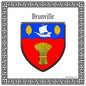 Plaque métal décorative carrée blanche blason Brunville, Seine Maritime (76)