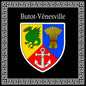 Plaque métal décorative carrée noire 30 cm  X 30 cm blason Butot-Vénesville, Seine Maritime (76)