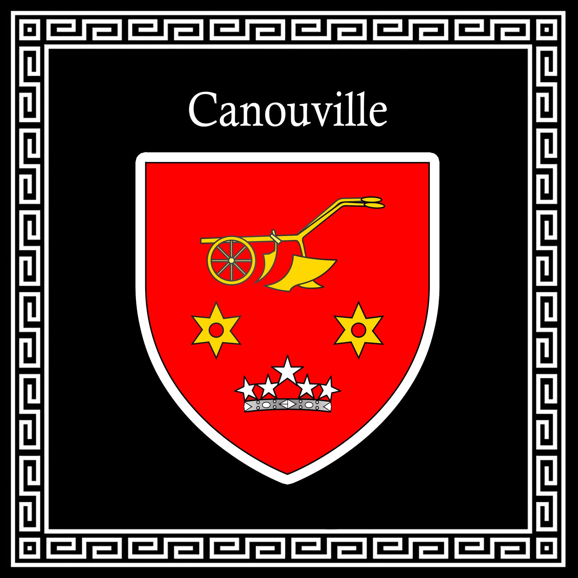 Plaque métal décorative carrée noire 30 X30 blason Canouville, Seine Maritime (76)