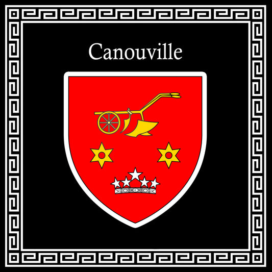 Plaque métal décorative carrée noire 30 X30 blason Canouville, Seine Maritime (76)