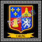 Plaque métal décorative fond noir carrée30 x 30 cm blason Carling, canton Sarralbe Moselle 57