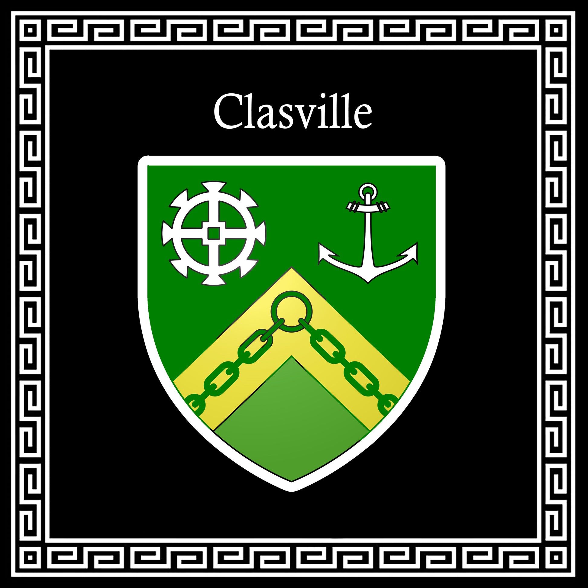Plaque métal décorative carrée noire 30X30cm blason Clasville, Seine Maritime (76)