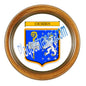 Plaque métal décorative façon cadre bois ronde Ø 30 cm blason Cocheren, canton Forbach Moselle 57