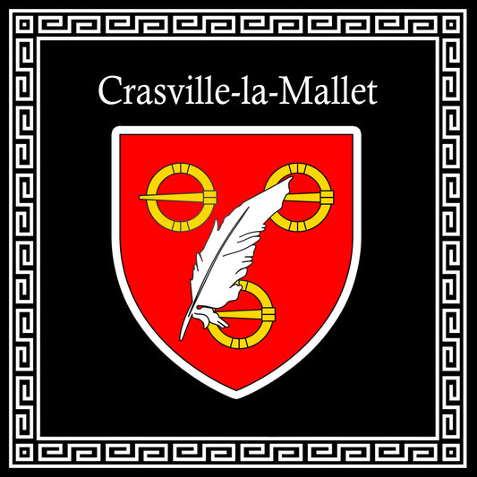 Plaque métal décorative carrée noire 30X30 cm blason Crasville-la-Mallet, Seine Maritime (76)