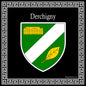 Plaque métal décorative carrée noire blason Derchigny, Seine Maritime (76)