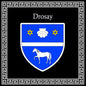 Plaque métal décorative carrée noire 30X30 cm blason Drosay, Seine Maritime (76)