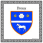 Plaque métal décorative carrée blanche 30X30 cm blason Drosay, Seine Maritime (76)