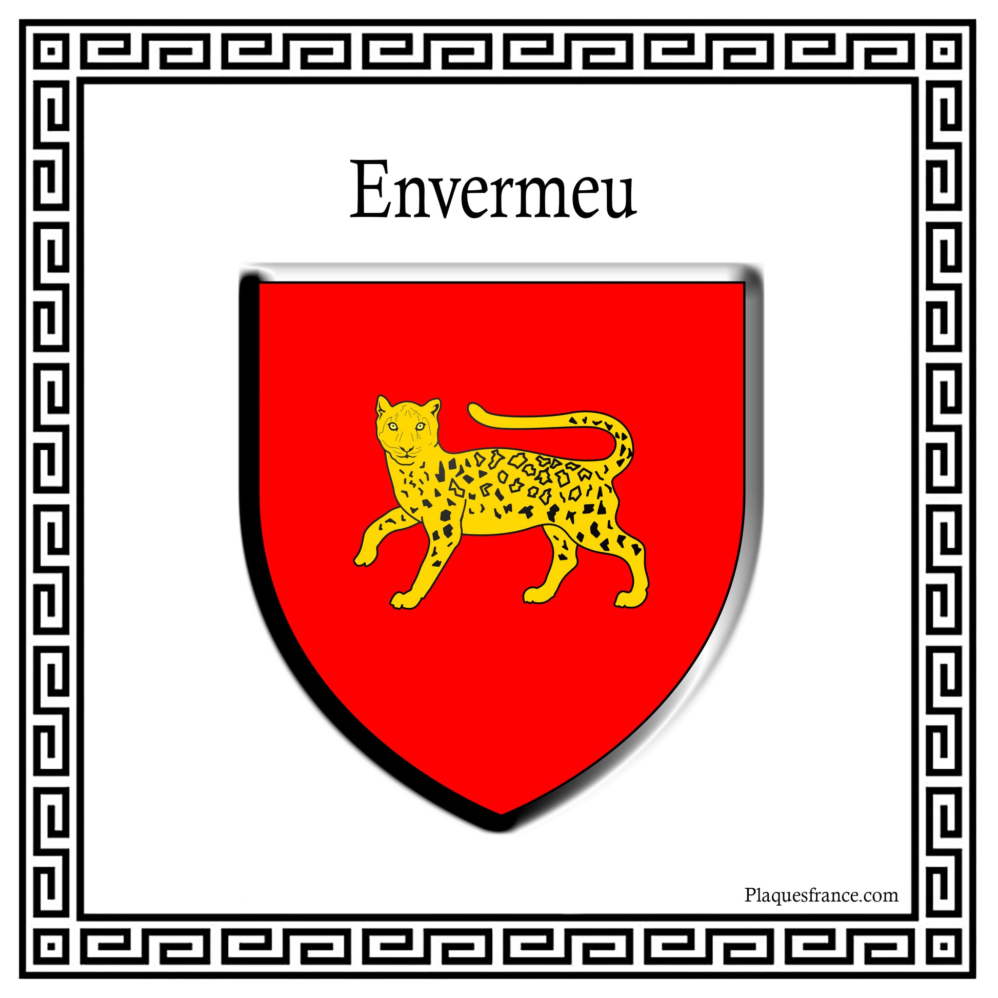 Plaque métal décorative carrée 30x30cm blanche blason Envermeu, Seine Maritime (76)