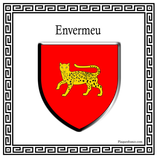 Plaque métal décorative carrée 30x30cm blanche blason Envermeu, Seine Maritime (76)