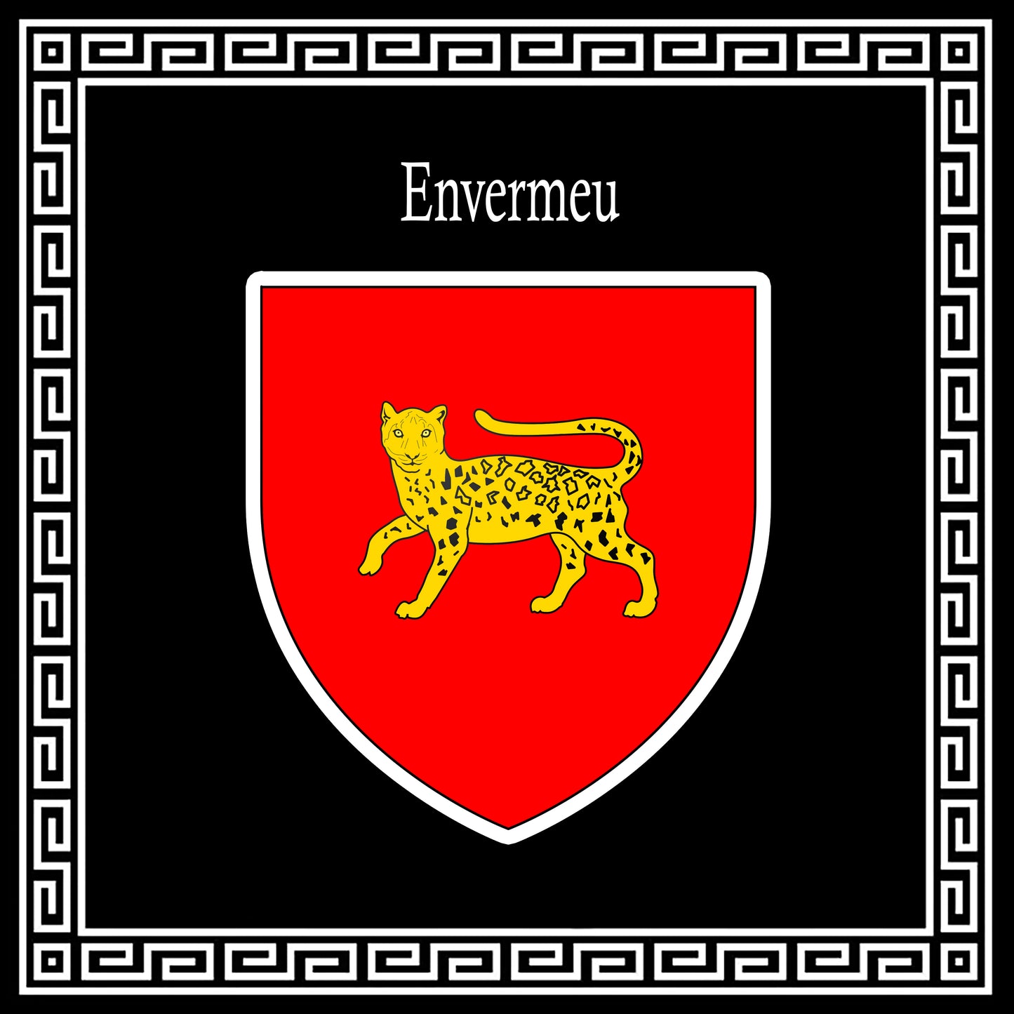 Plaque métal décorative carrée 30x30cm noire blason Envermeu, Seine Maritime (76)
