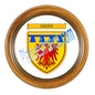 Plaque métal décorative façon cadre bois ronde Ø 30 cm blason Fontoy, canton Algrange Moselle 57