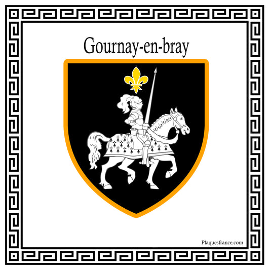 Plaque métal décorative carrée blanche 30X30 cm blason Gournay en Bray, Seine Maritime (76) (Copie)
