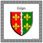 Plaque métal décorative carrée blanche 30 cm x 30 cm blason Grèges, Seine Maritime (76)