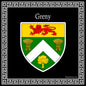 Plaque métal décorative carrée noire blason Greny, Seine Maritime (76)