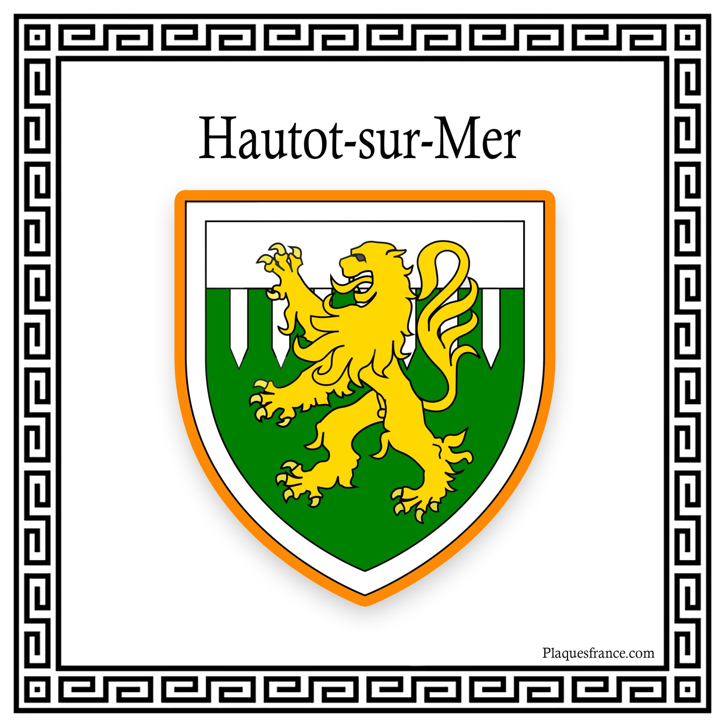 Plaque métal décorative  30 x 30 cm carrée blanc Hautot-sur-Mer, Seine Maritime (76)