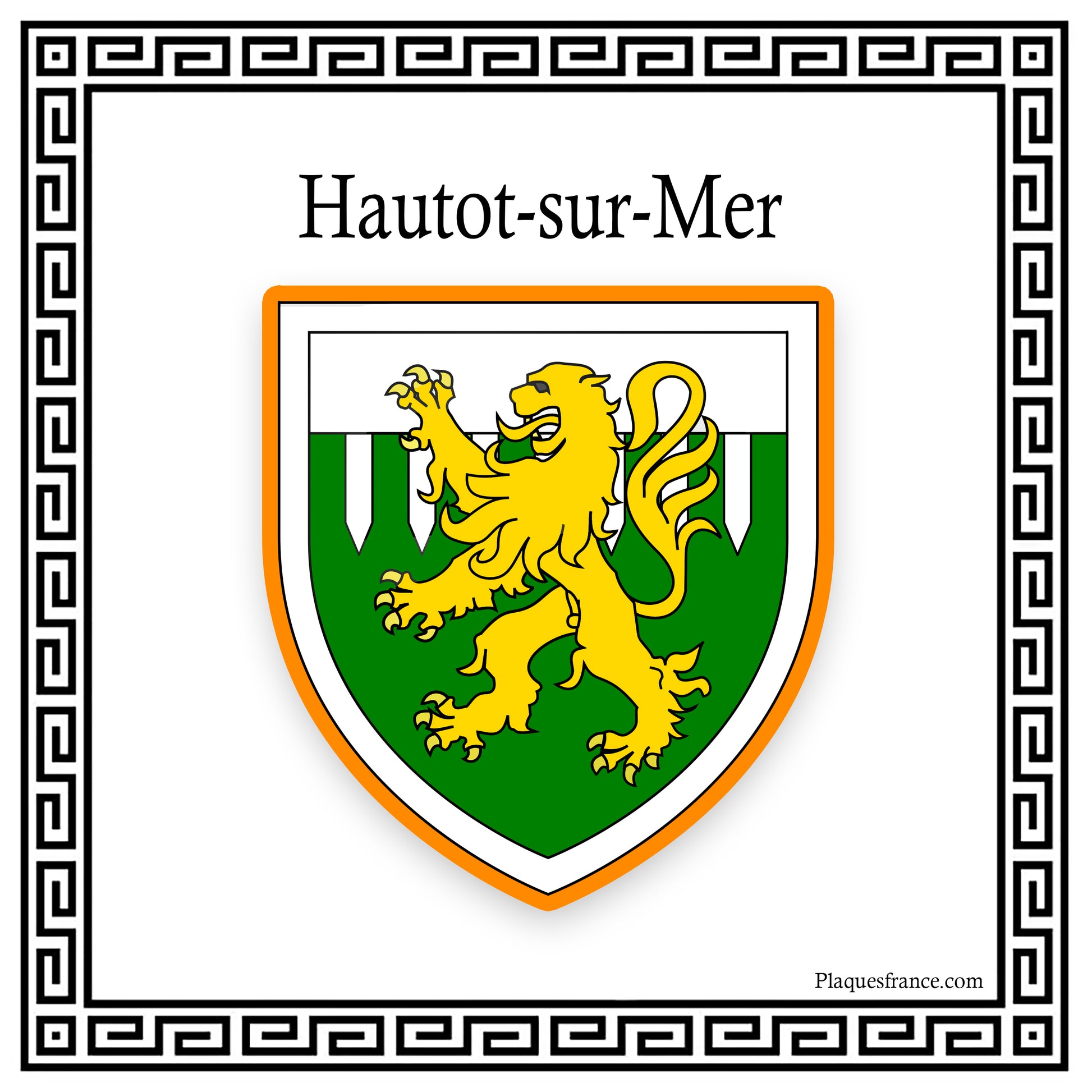Plaque métal décorative  30 x 30 cm carrée blanc Hautot-sur-Mer, Seine Maritime (76)