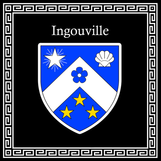 Plaque métal décorative carrée noire  30 X 30 cm blason Ingouville, Seine Maritime (76)