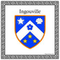 Plaque métal décorative carrée blanche  30 X 30 cm blason Ingouville, Seine Maritime (76)