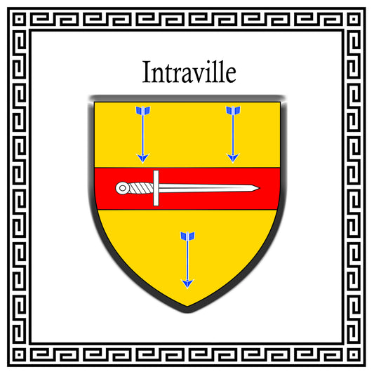 Plaque métal décorative  carrée blanche blason Intraville, Seine Maritime (76)