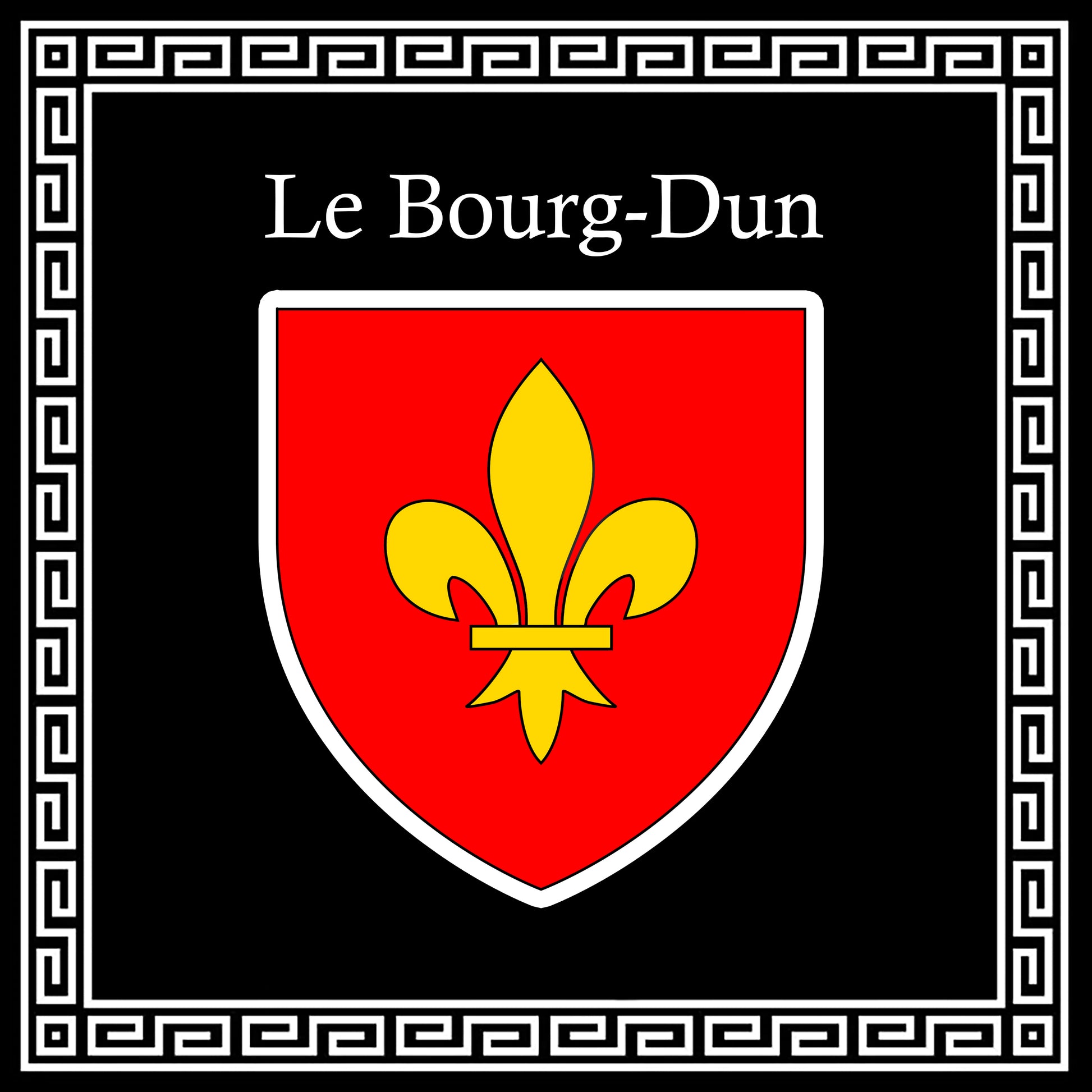 Plaque métal décorative carrée noire 30 X 30 cm blason Le Bourg-Dun, Seine Maritime (76)