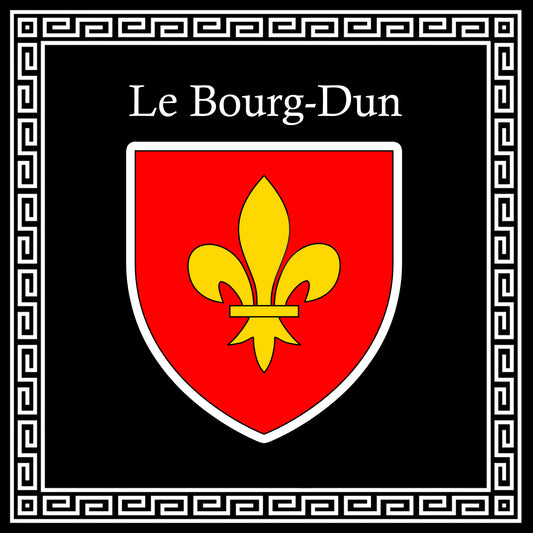 Plaque métal décorative carrée noire 30 X 30 cm blason Le Bourg-Dun, Seine Maritime (76)