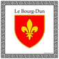 Plaque métal décorative carrée blanche 30 X 30 cm blason Le Bourg-Dun, Seine Maritime (76)