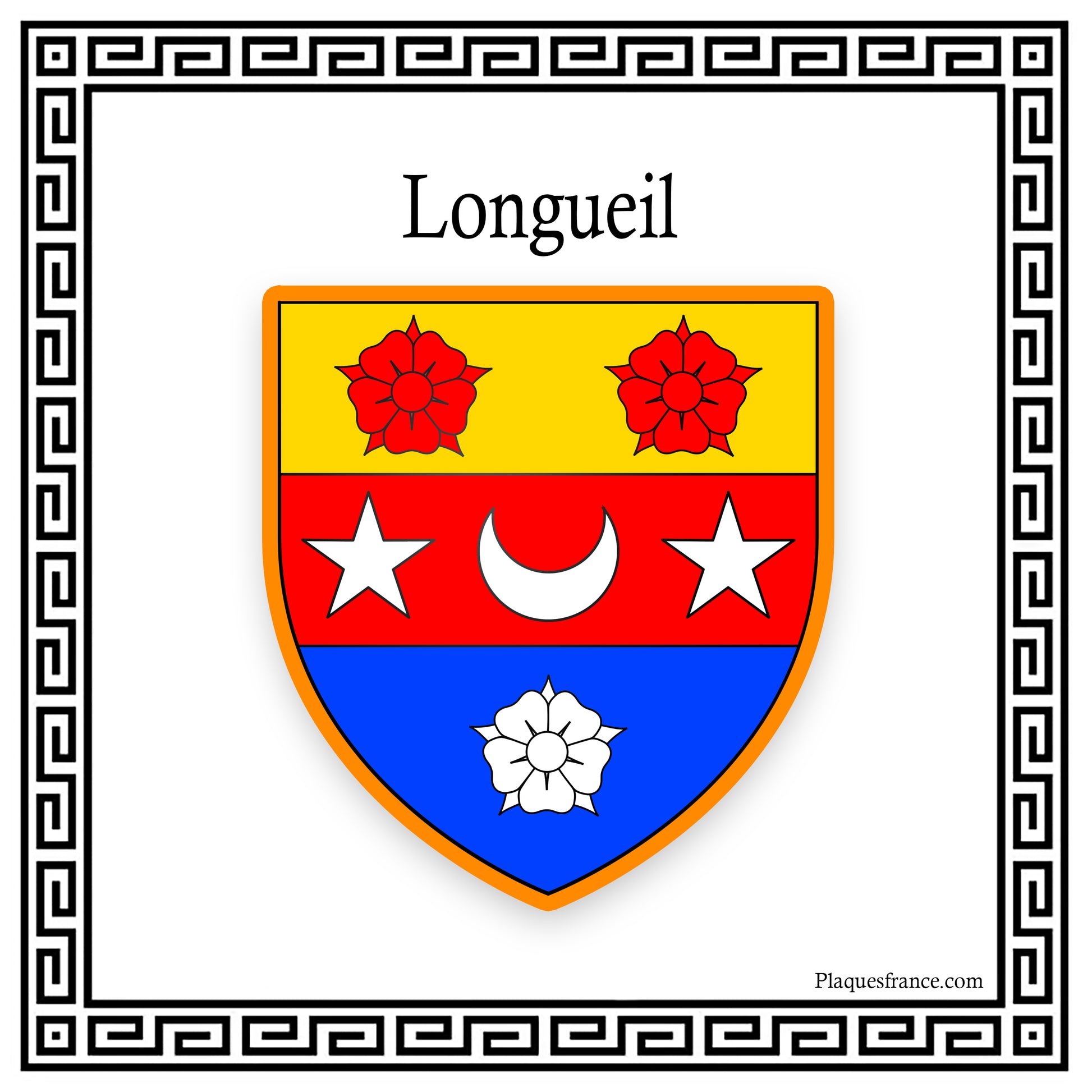 Plaque métal décorative  30 x 30 carrée blanc Longueil, Seine Maritime (76)