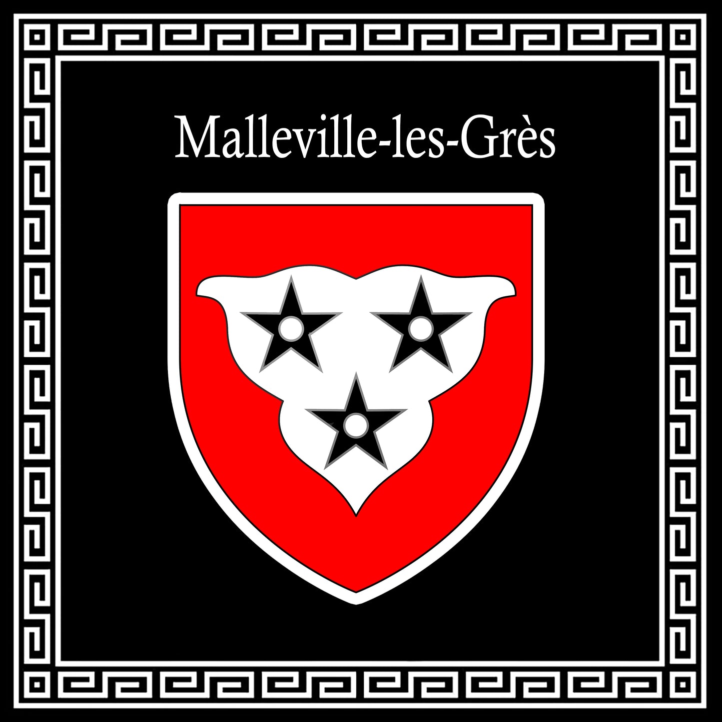 Plaque métal décorative carrée noire 30 X 30 cm blason Malleville-les-Grès, Seine Maritime (76)