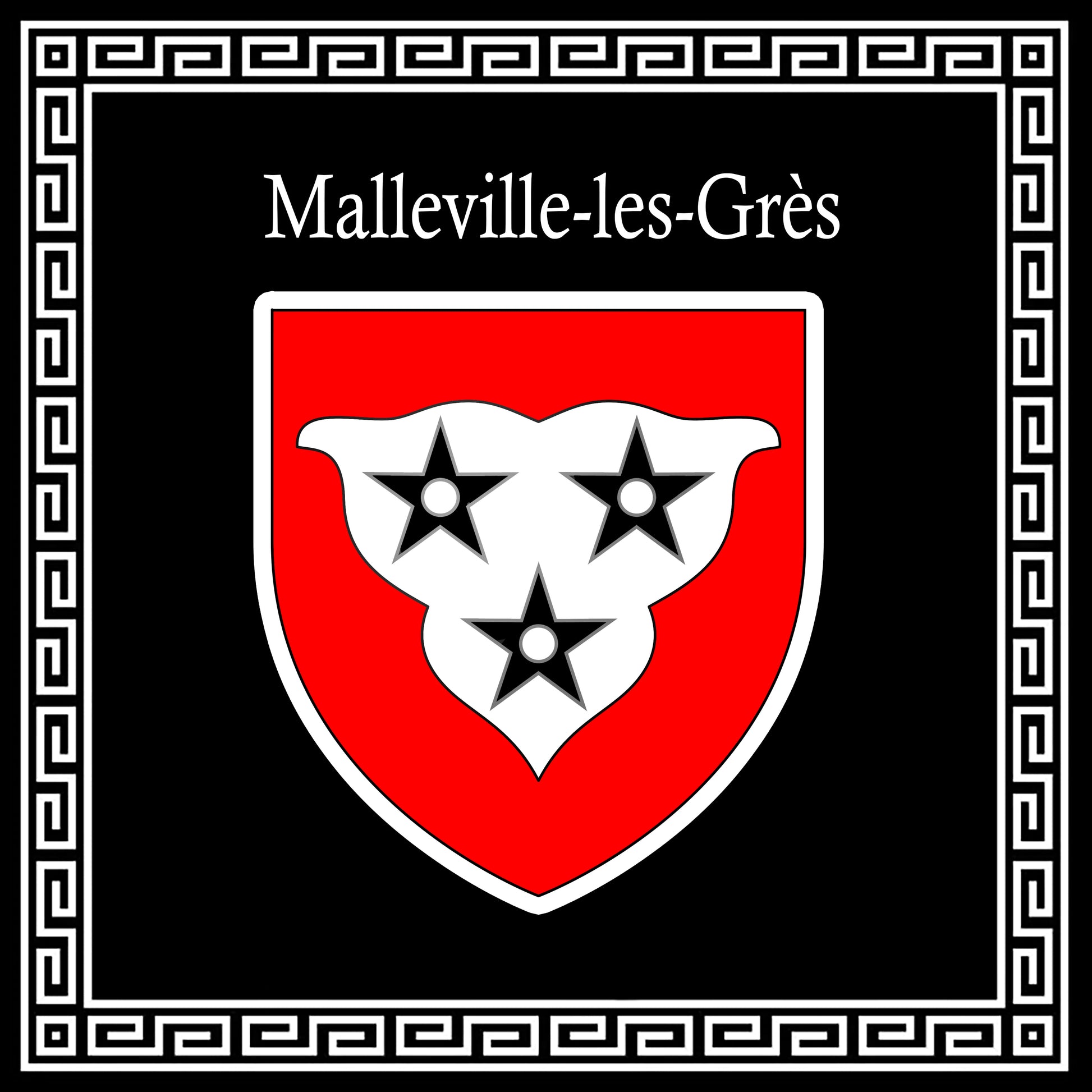Plaque métal décorative carrée noire 30 X 30 cm blason Malleville-les-Grès, Seine Maritime (76)