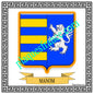 Plaque métal décorative fond blanc carrée 30 x 30 cm blason Manom, canton Yutz Moselle 57
