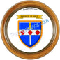 Plaque métal décorative cadre bois ronde Ø 30 cm blason Marange-Silvange, canton de Rombas, Moselle 57