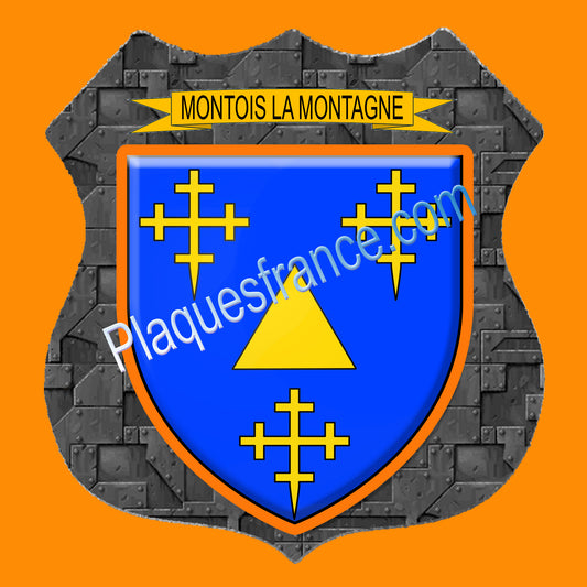 Plaque métal décorative écusson fond plaques métal  blason Montois-la-Montagne