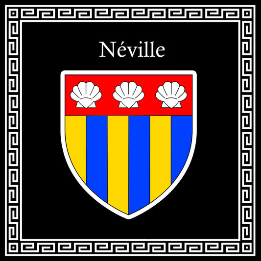 Plaque métal décorative carrée noire 30 X 30 cm blason Néville, Seine Maritime (76)