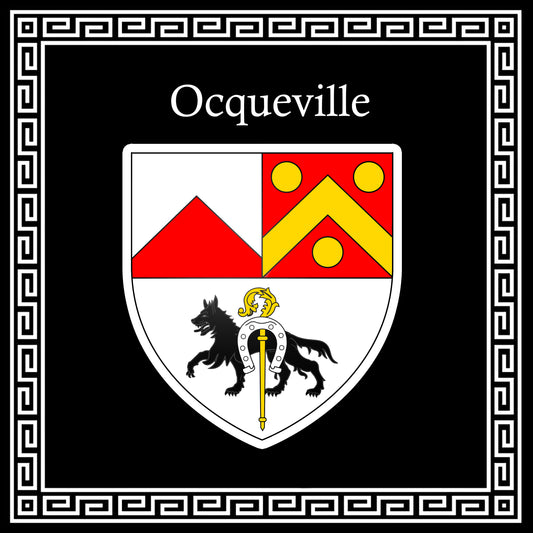 Plaque métal décorative carrée noire 30 X 30 cm blason Ocqueville, Seine Maritime (76)