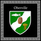 Plaque métal décorative carrée noire 30 X 30 cm blason Oherville, Seine Maritime (76)
