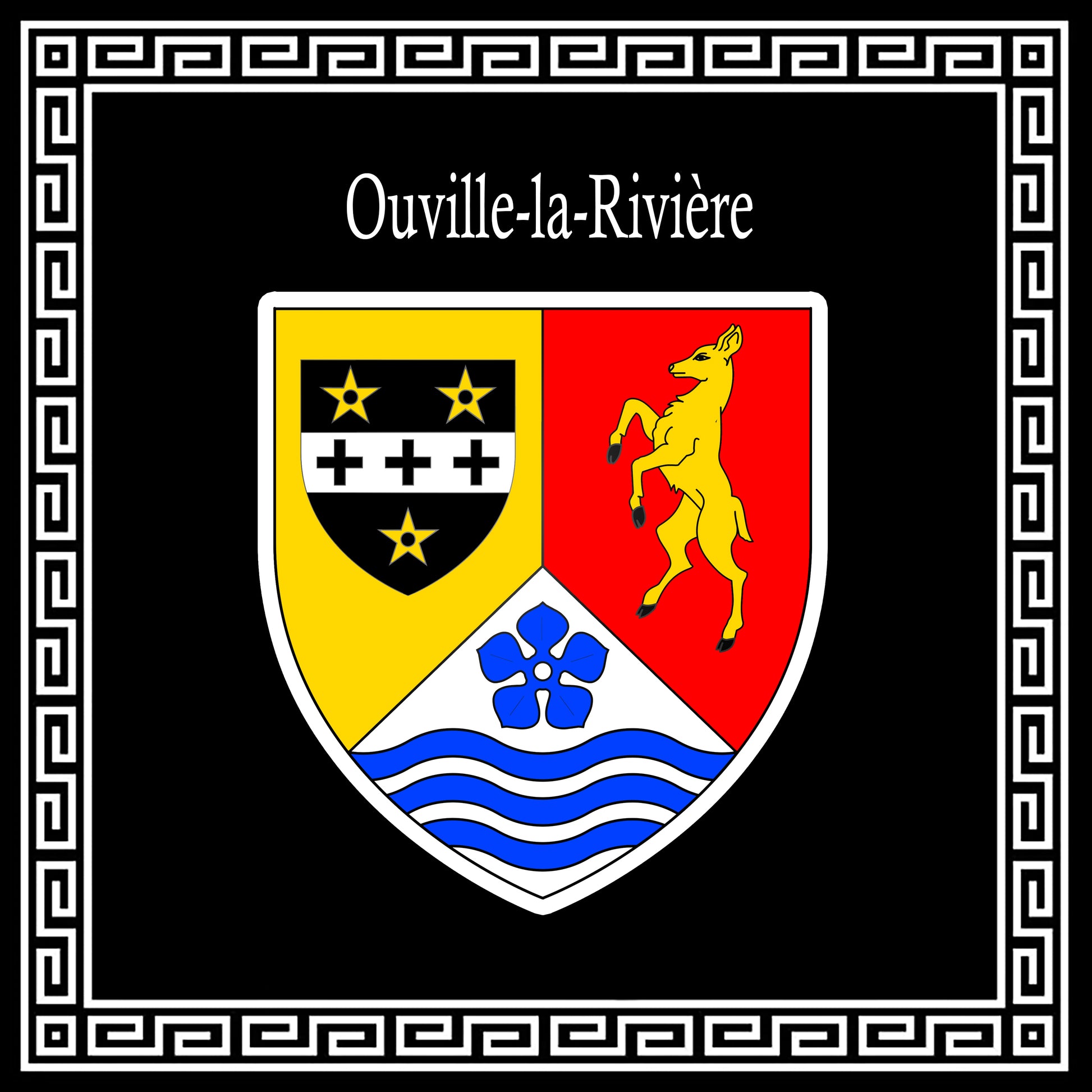 Plaque métal décorative 30 x 30 cm carrée noir Ouville-la-Rivière, Seine Maritime (76)
