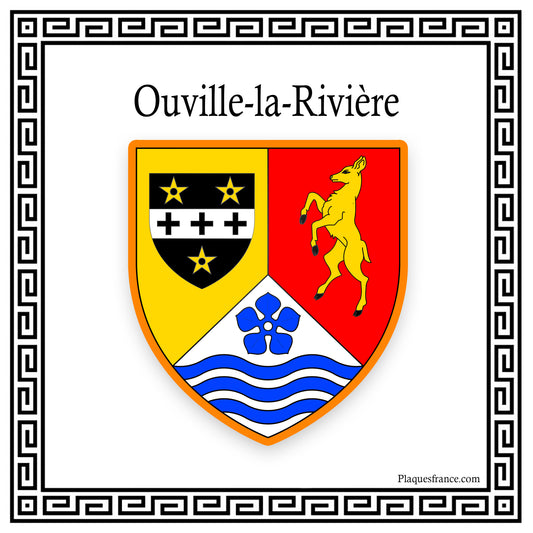Plaque métal décorative 30 x 30 cm carrée blanc Ouville-la-Rivière, Seine Maritime (76)