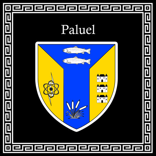 Plaque métal décorative carrée noire 30 X 30 cm blason Paluel, Seine Maritime (76)