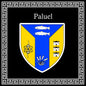 Plaque métal décorative carrée noire 30 X 30 cm blason Paluel, Seine Maritime (76)
