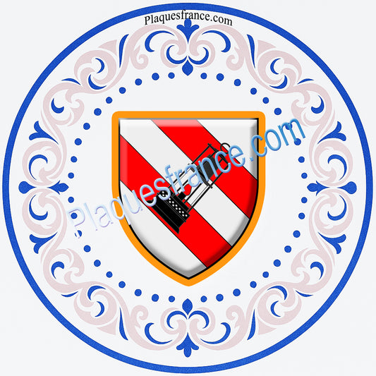 Plaque métal décorative assiette aile lys ronde Ø 30 cm blason Petite-Rosselle, canton de Forbach, Moselle 57