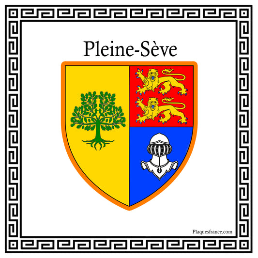 Plaque métal décorative carrée 30 X 30 cm blason Pleine-Sève, Seine Maritime (76)